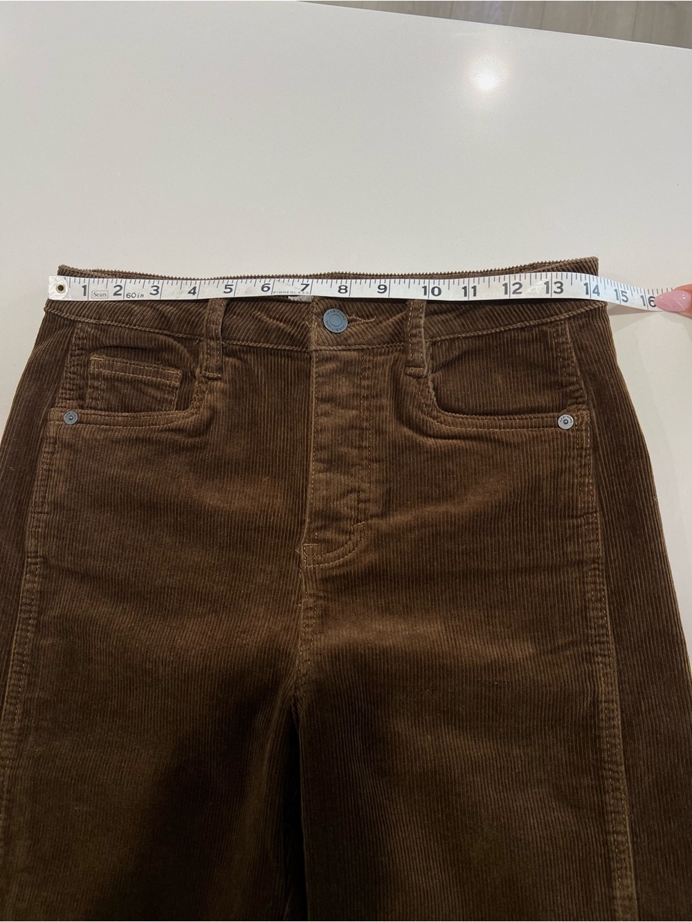HABITUAL • high waist brown barrel leg corduroy pants & cropped ankle length - Picture 9 of 11